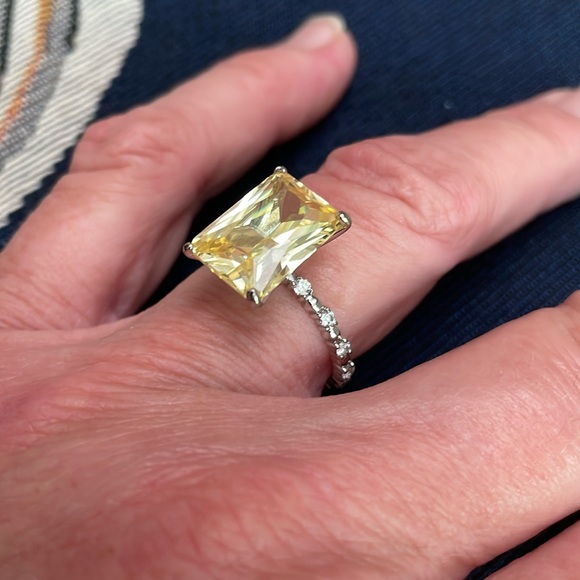 Large Yellow statement Ring Eternity Band - Picture 1 of 5